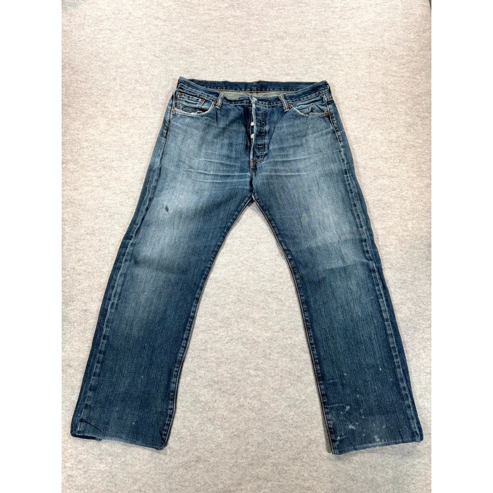 Levis 501 Original Fit Straight Leg Jeans Mens 36x34 Blue Denim Logo Medium Wash